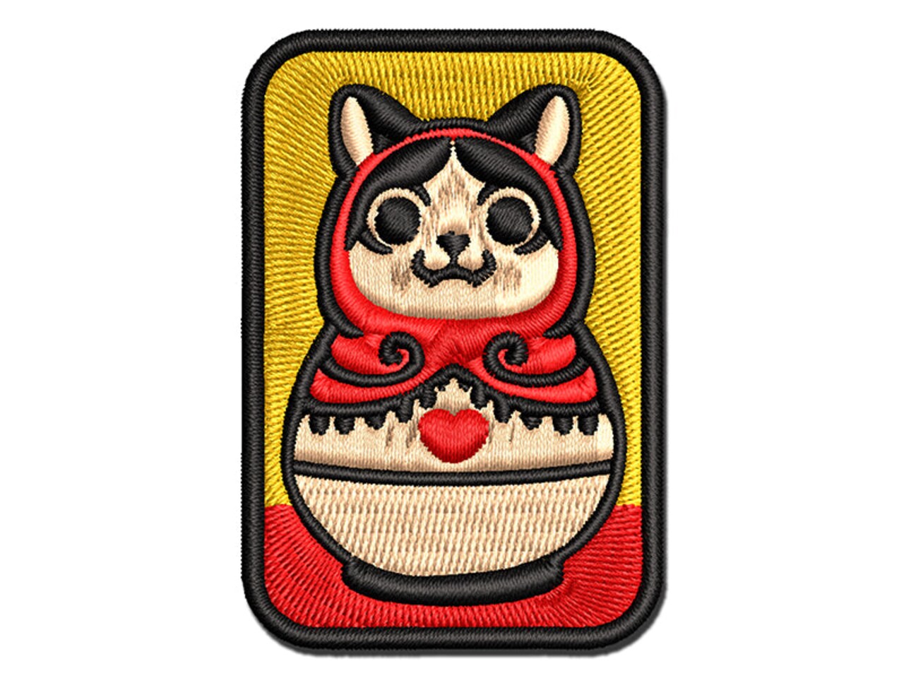 Cat Russian Nesting Doll Matroyshka Babushka Multi-Color Embroidered Iron-On or Hook & Loop Patch Applique